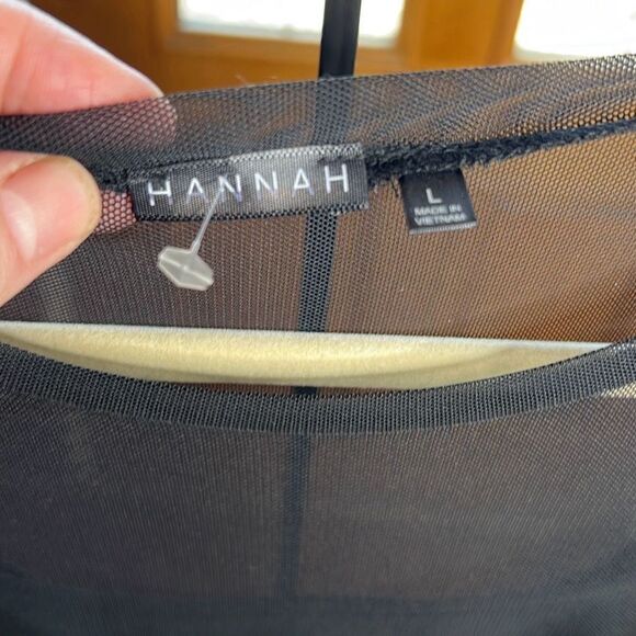 Hannah Black Sheer High Low Ruffle Top Size Large Nwt - Picture 4 of 6